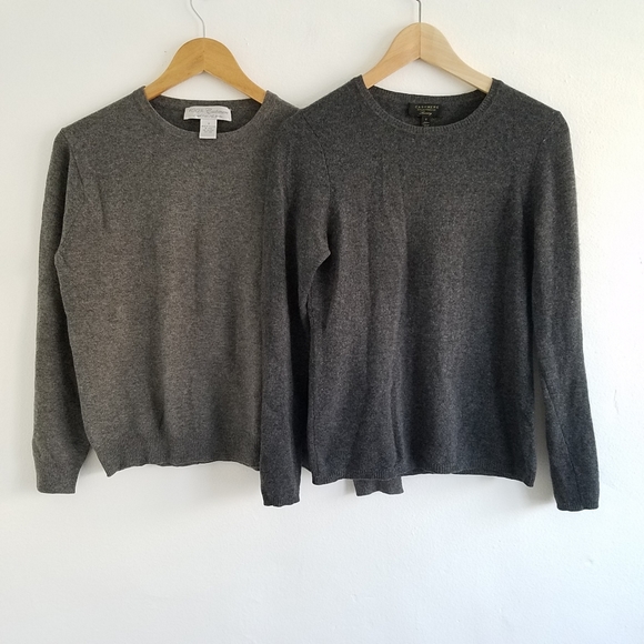 Bundle of 2 100% Cashmere Gray Sweater S/M - Picture 1 of 7